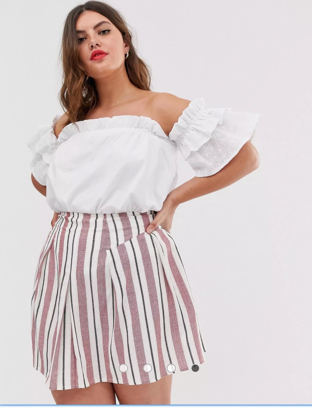 ASOS Curve Red and White Stripe Mini Skirt